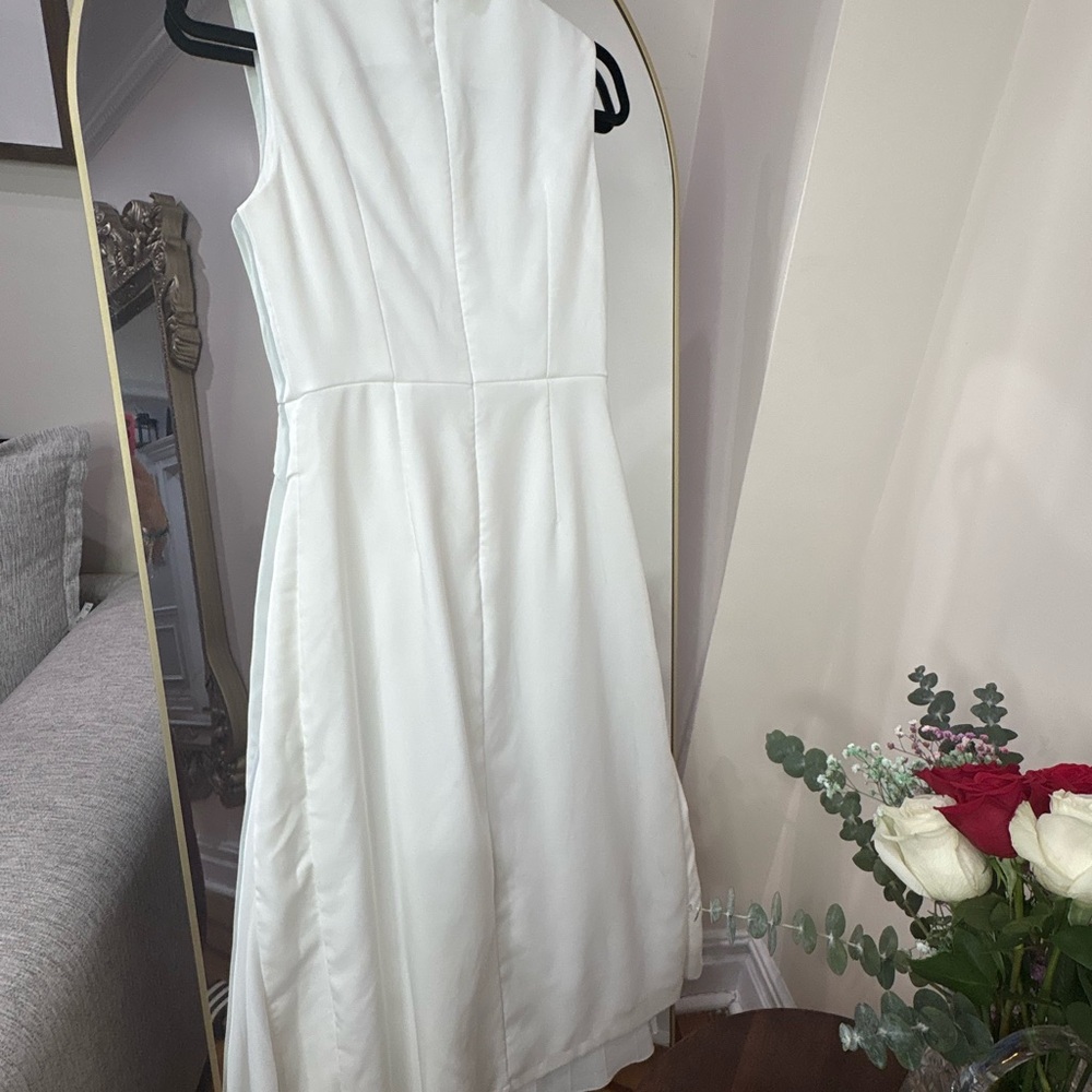 NWT Commense dress Elegant White Sleeveless Pleated Midi Dress - Picture 6 of 7